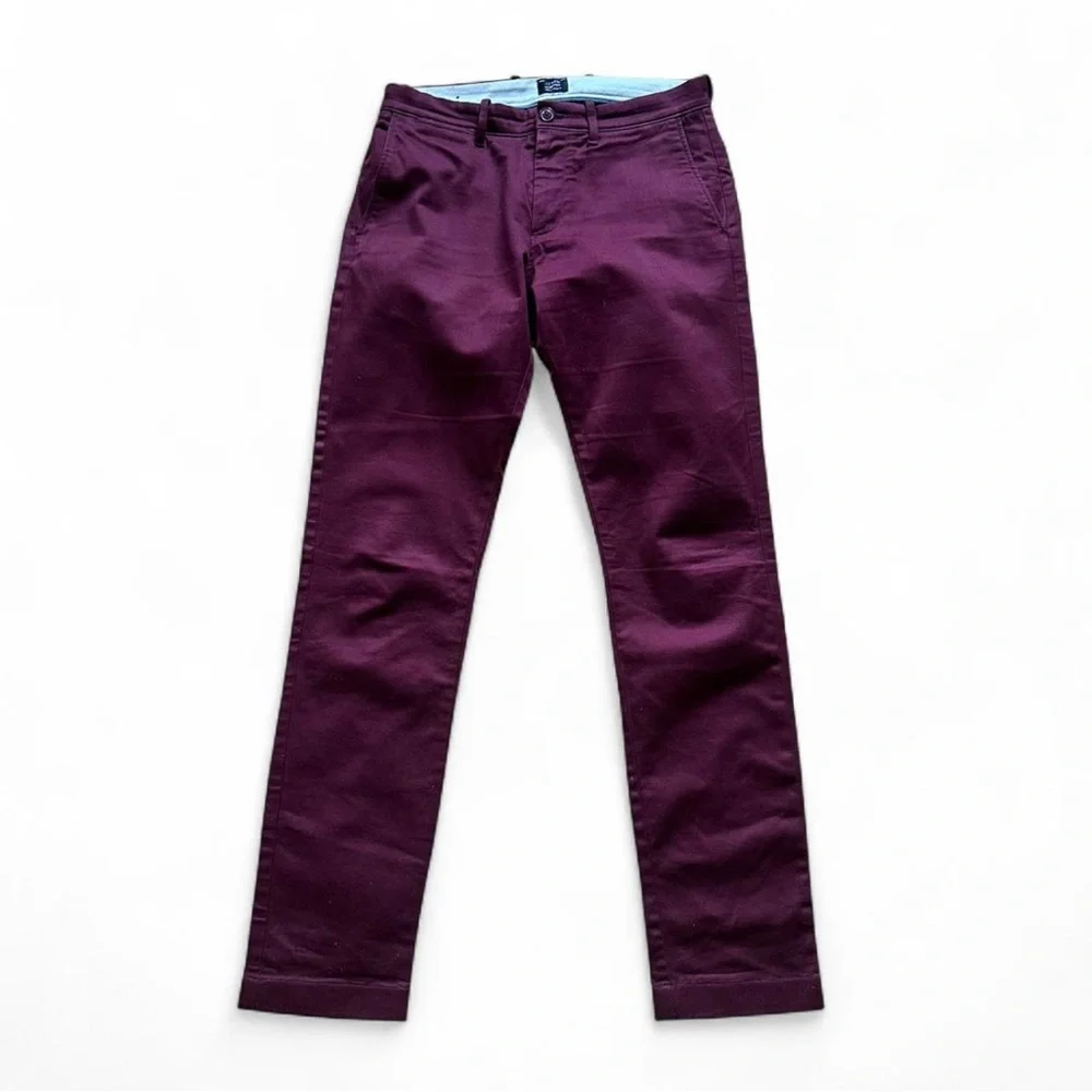 💜 J. Crew Wine Red Stretch 484 Slim Chino Pants (W28 L32)